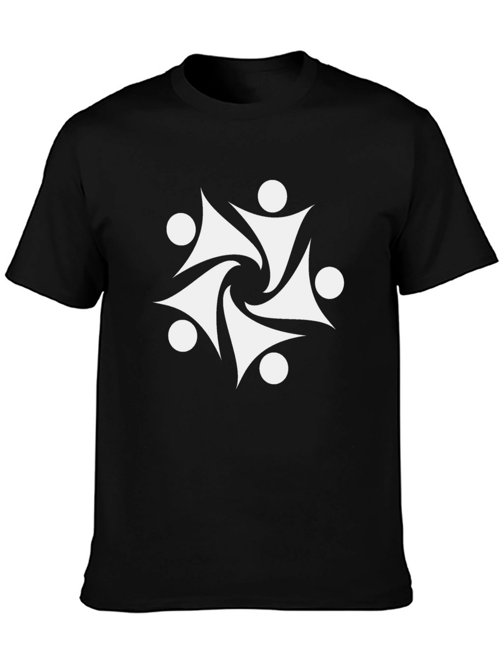 Abstract White Graphic Print Black T-Shirt
