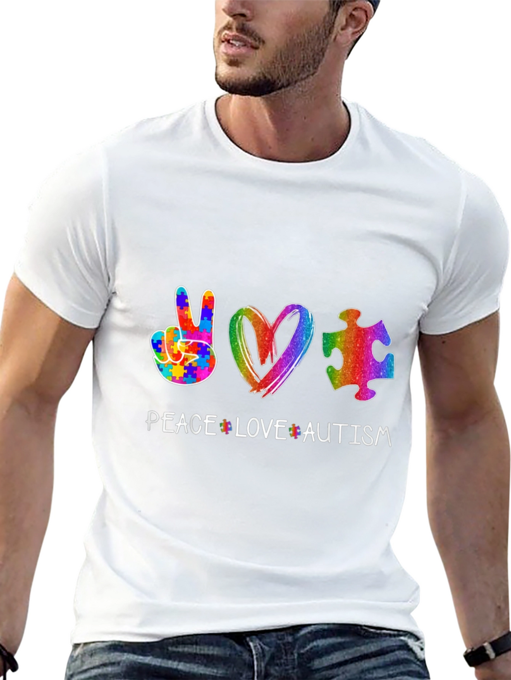 Peace Love Autism Puzzle Piece T-Shirt