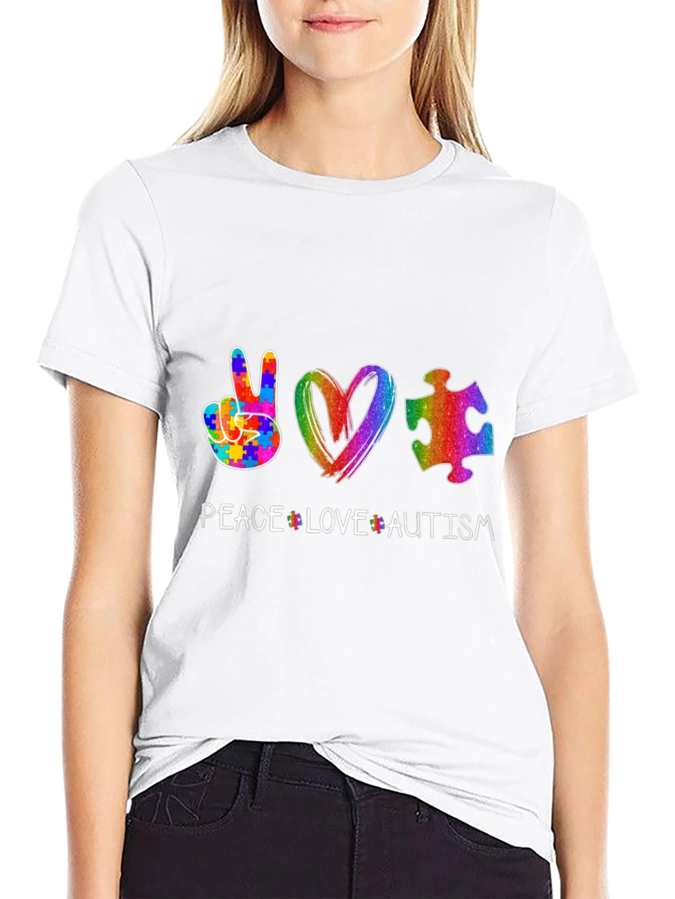 Peace Love Autism Puzzle Piece T-Shirt