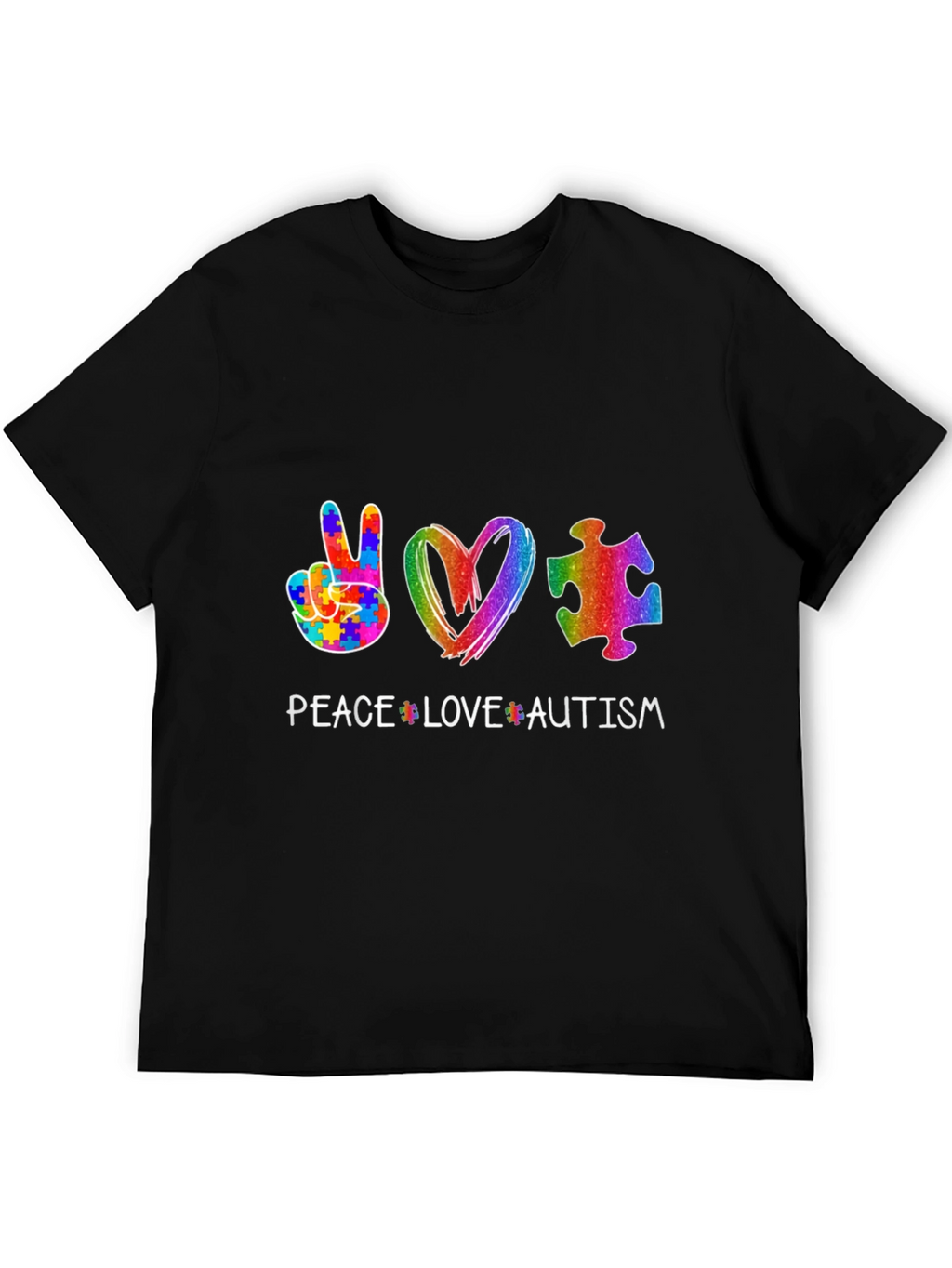 Peace Love Autism Puzzle Piece T-Shirt
