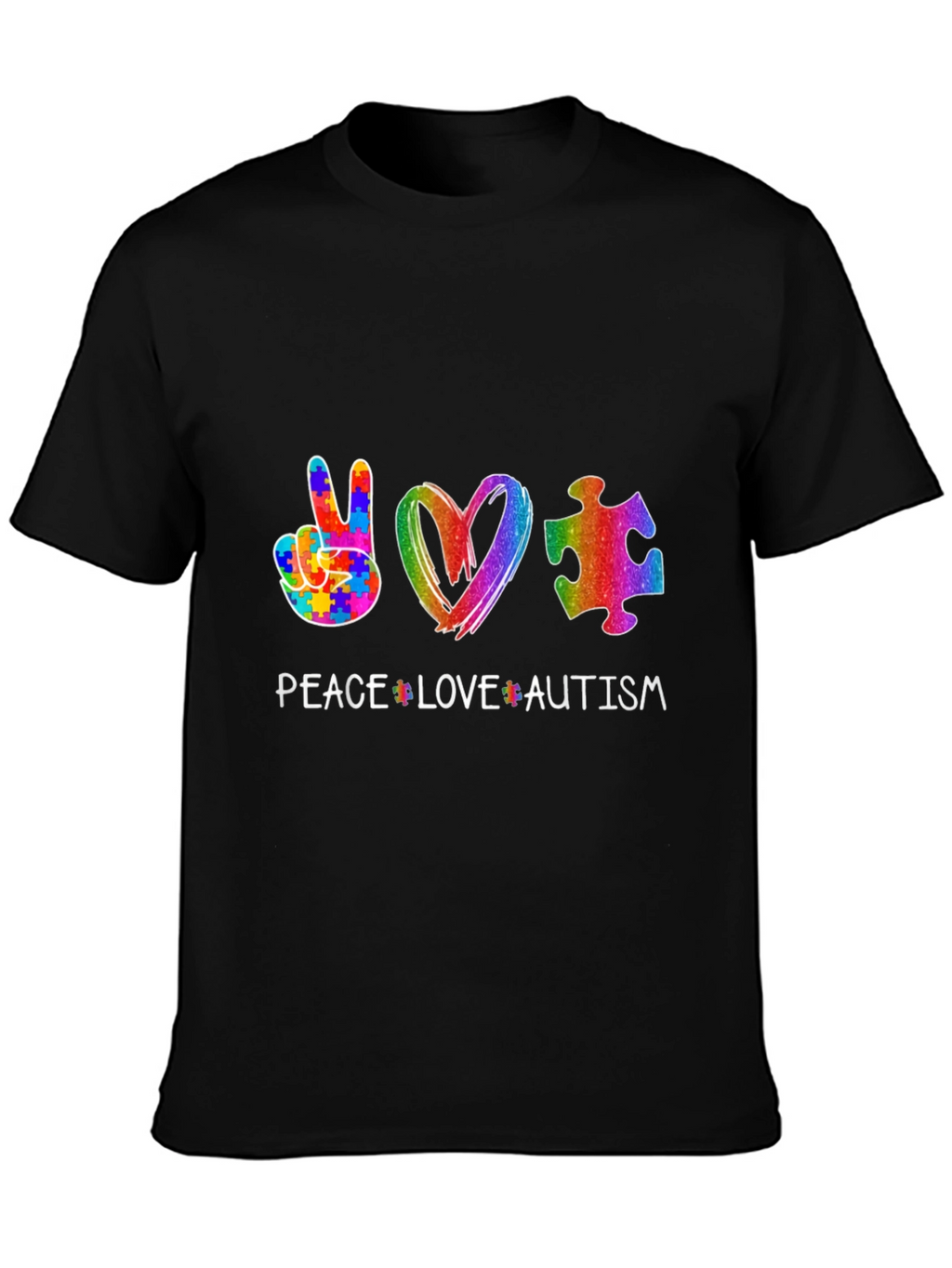 Peace Love Autism Puzzle Piece T-Shirt