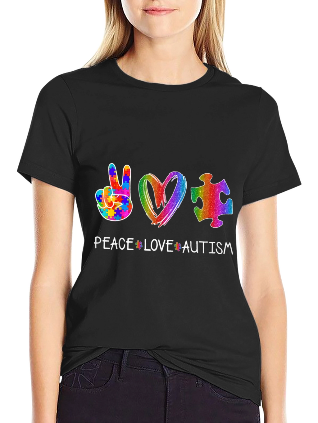 Peace Love Autism Puzzle Piece T-Shirt