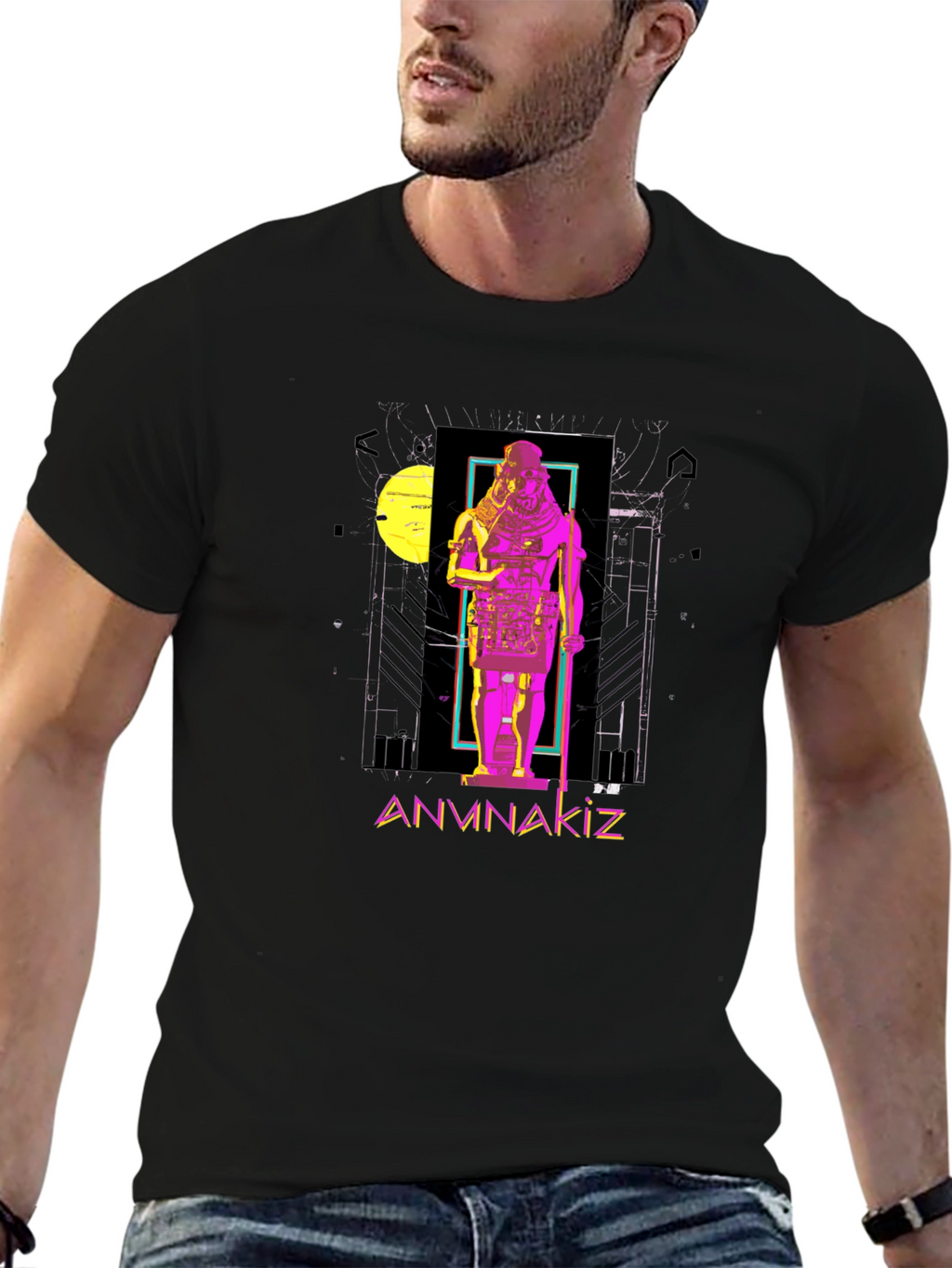 Anunnaki Graphic Print Black T-Shirt