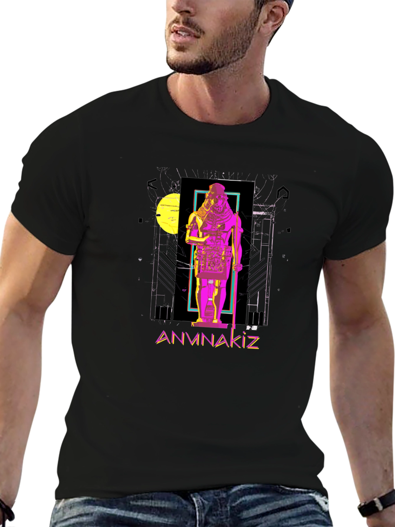 Anunnaki Graphic Print Black T-Shirt