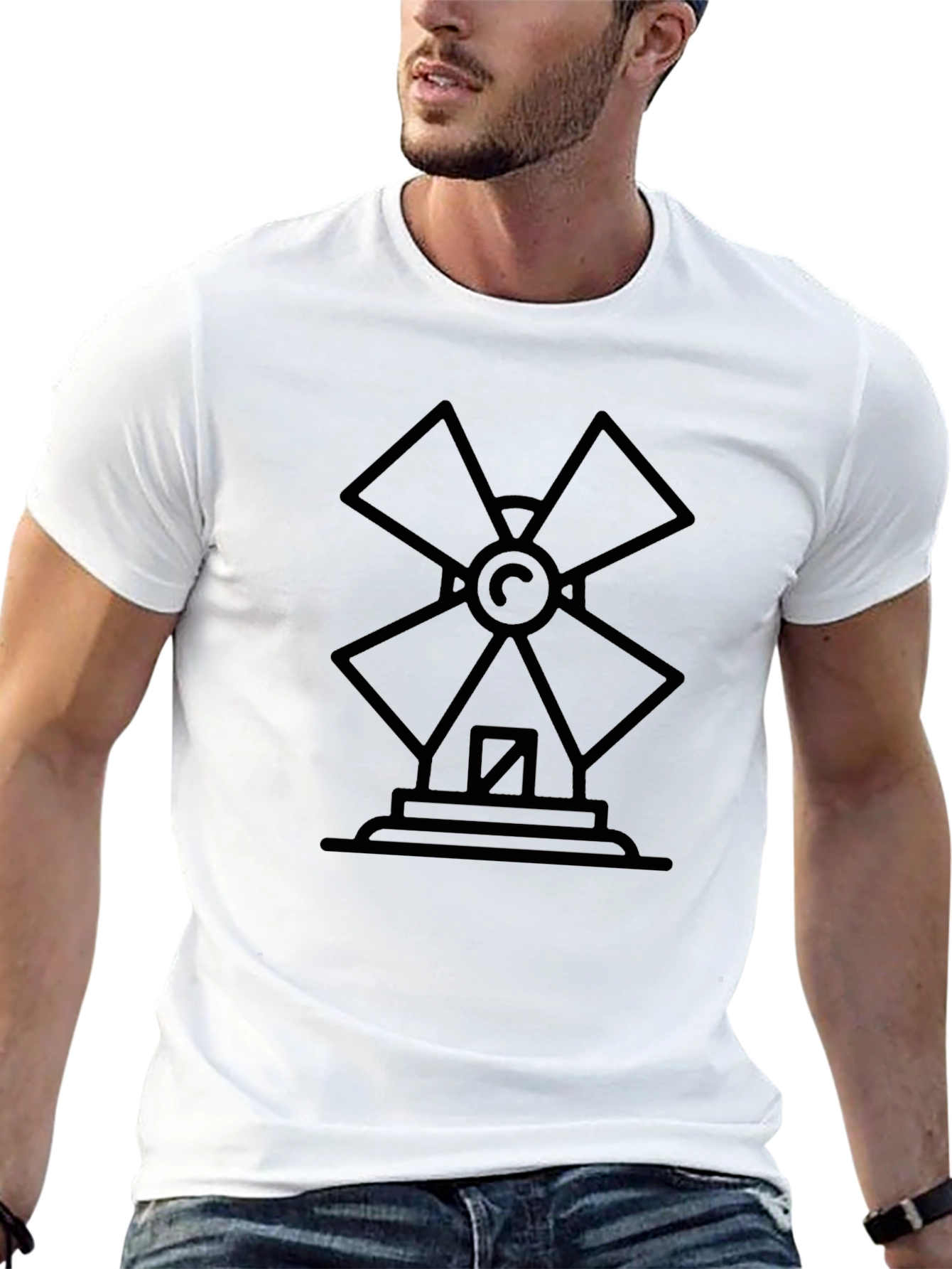 Windmill Graphic Tee - Black Cotton Comfort