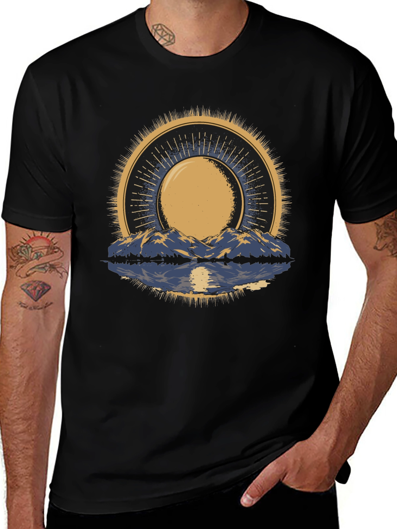 Mountain & Sun Graphic Tee - Black