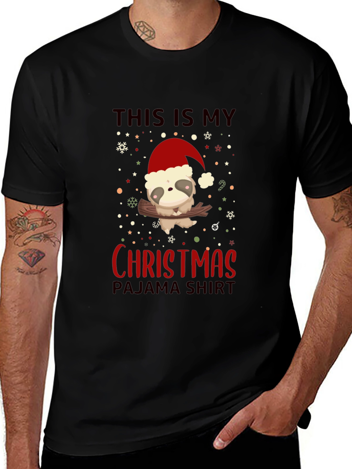 Christmas Sloth Pajama Shirt - Holiday Tee