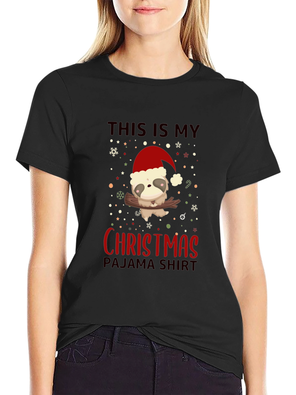 Christmas Sloth Pajama Shirt - Holiday Tee