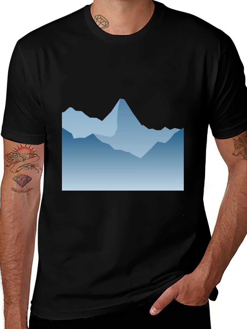 Blue Mountain Graphic Black T-Shirt