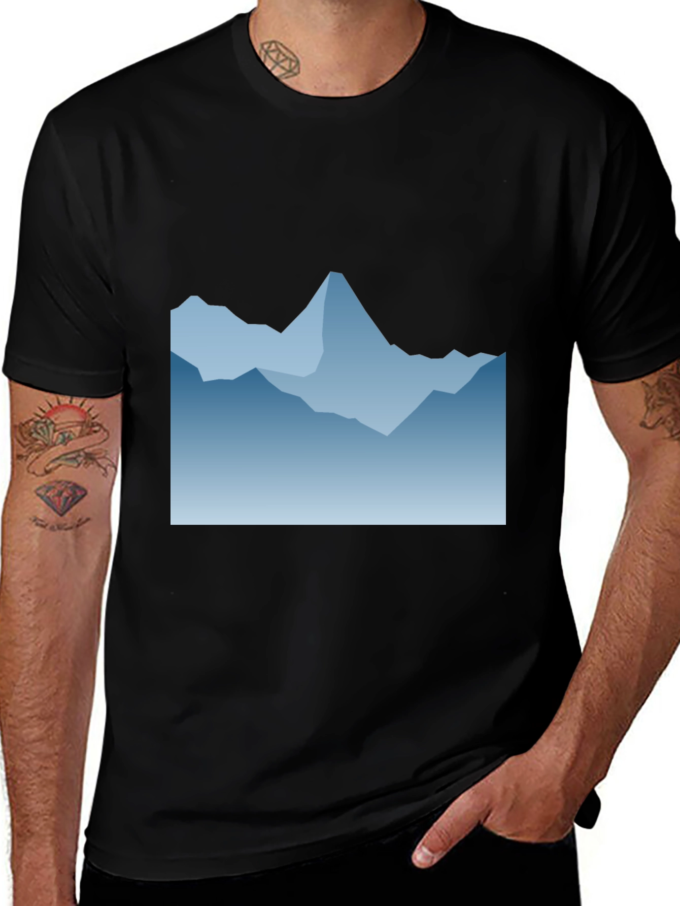 Blue Mountain Graphic Black T-Shirt