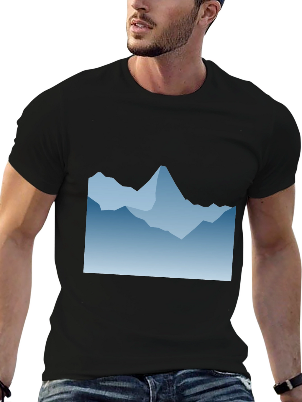 Blue Mountain Graphic Black T-Shirt