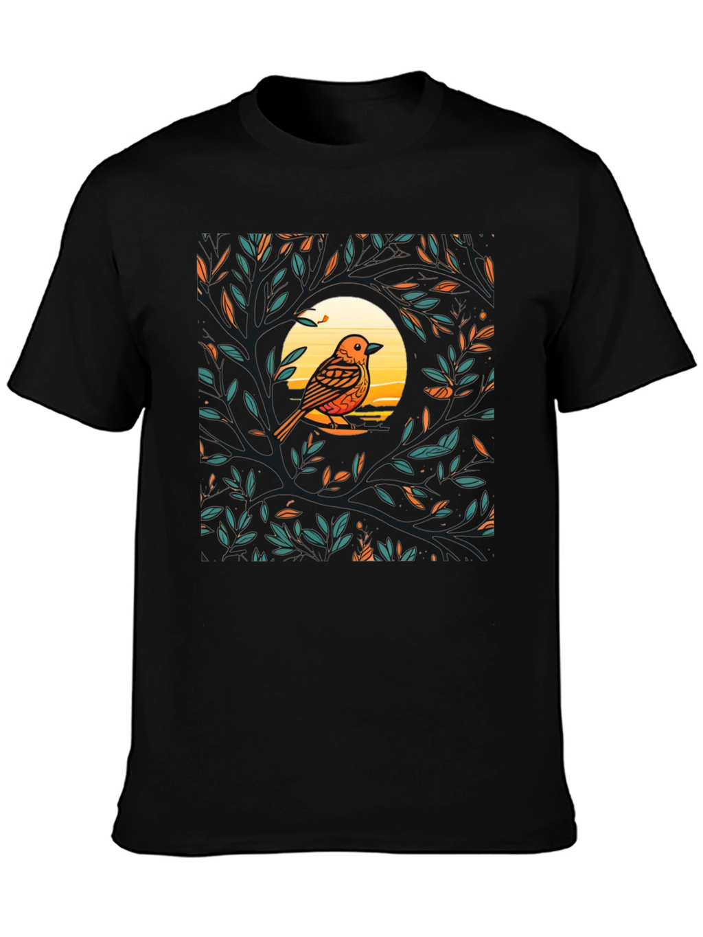 Bird on Branch Graphic Tee - Nature Inspired