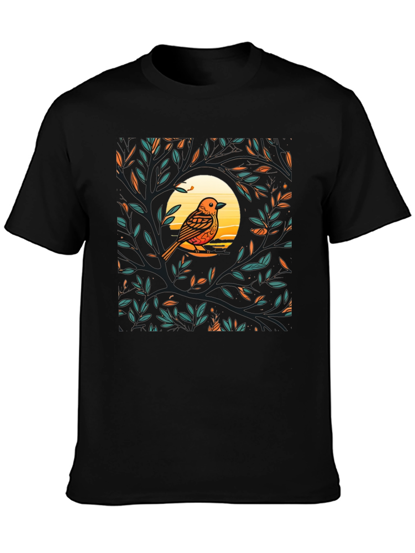 Bird on Branch Graphic Tee - Nature Inspired