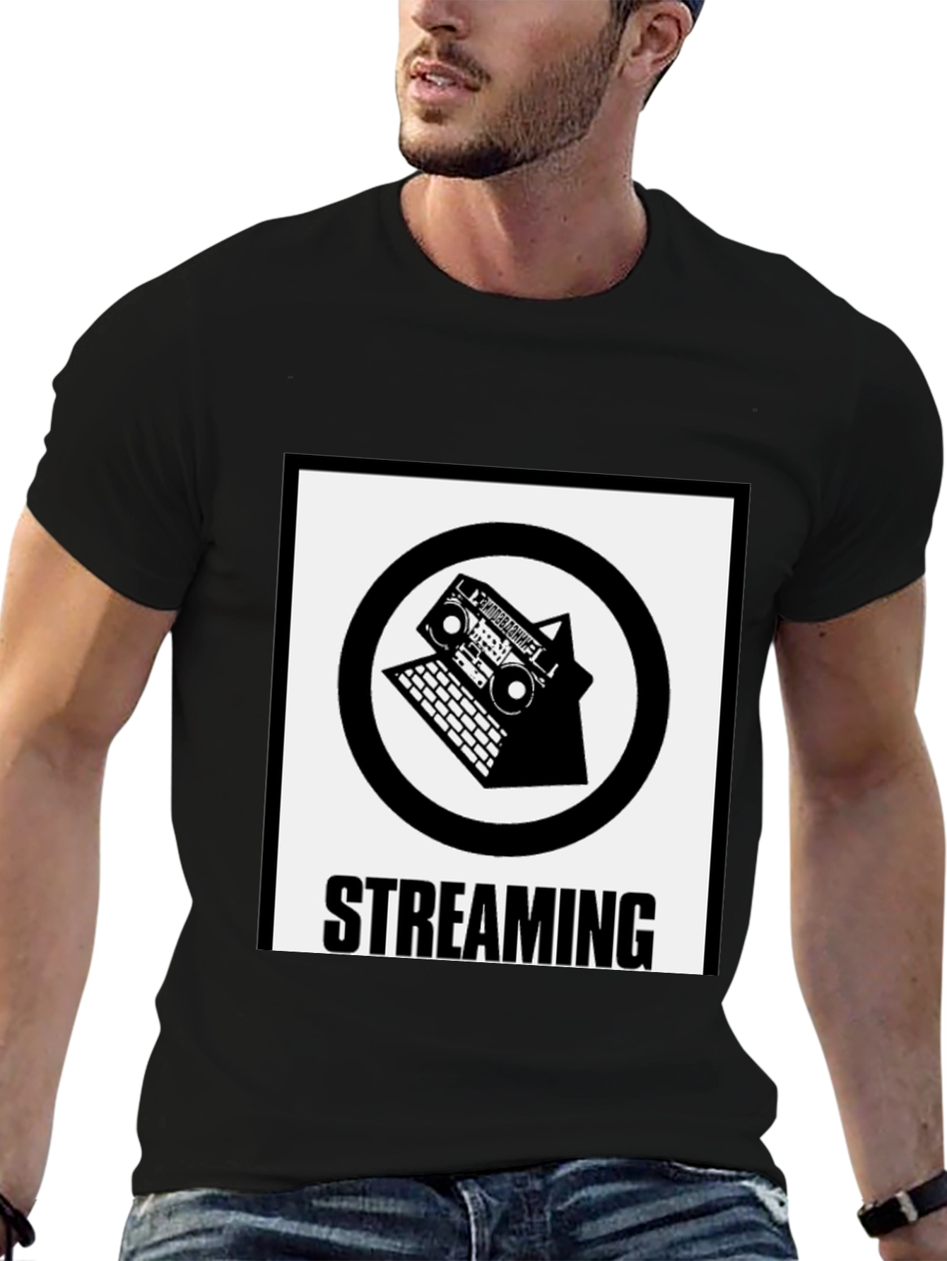Streaming Graphic Tee - Black Cotton Blend