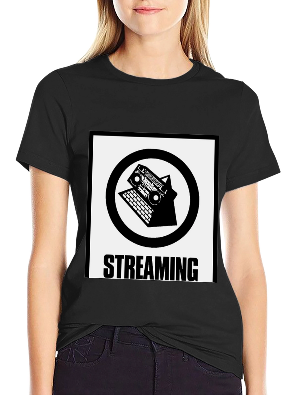 Streaming Graphic Tee - Black Cotton Blend