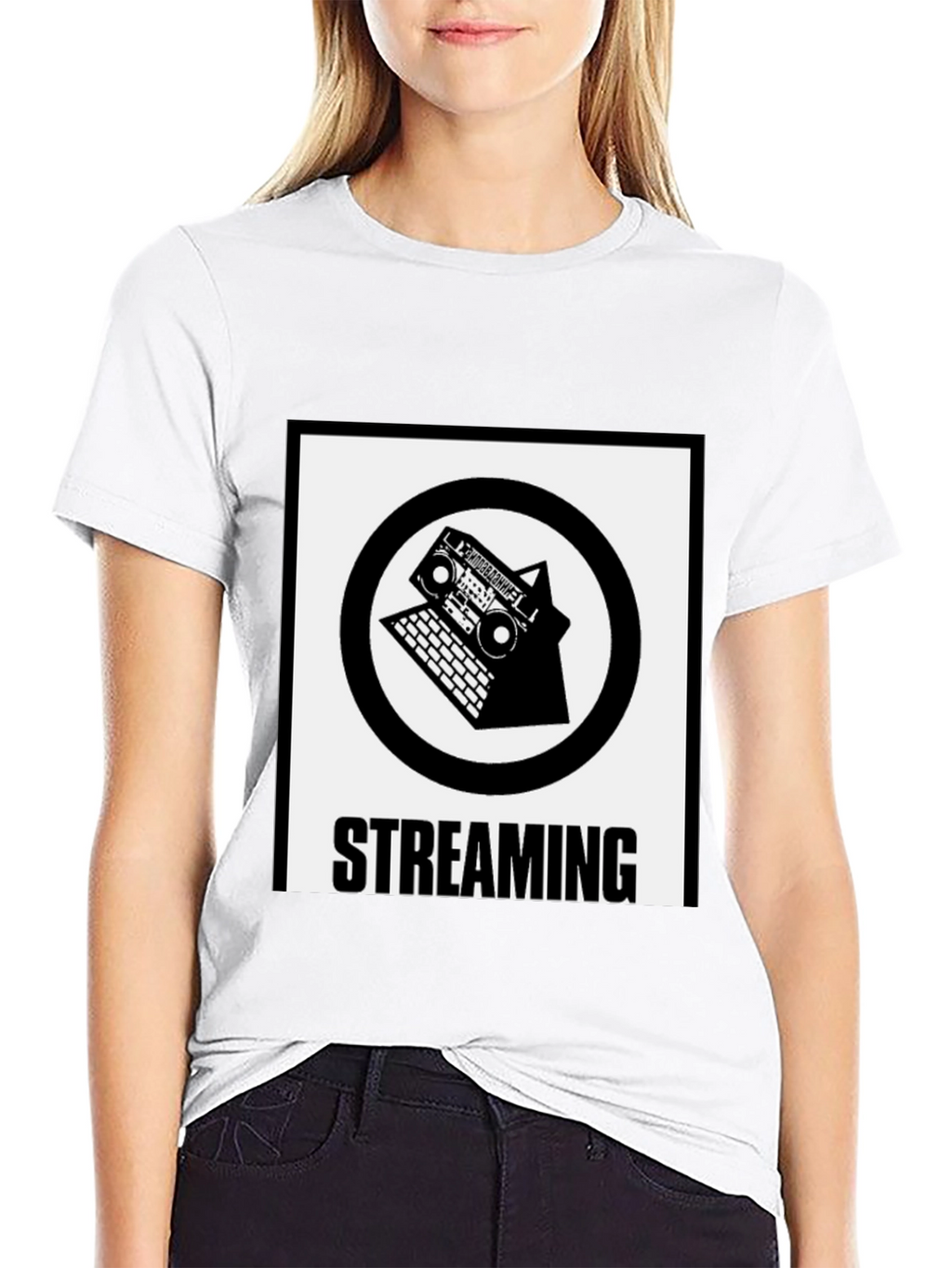 Streaming Graphic Tee - Black Cotton Blend