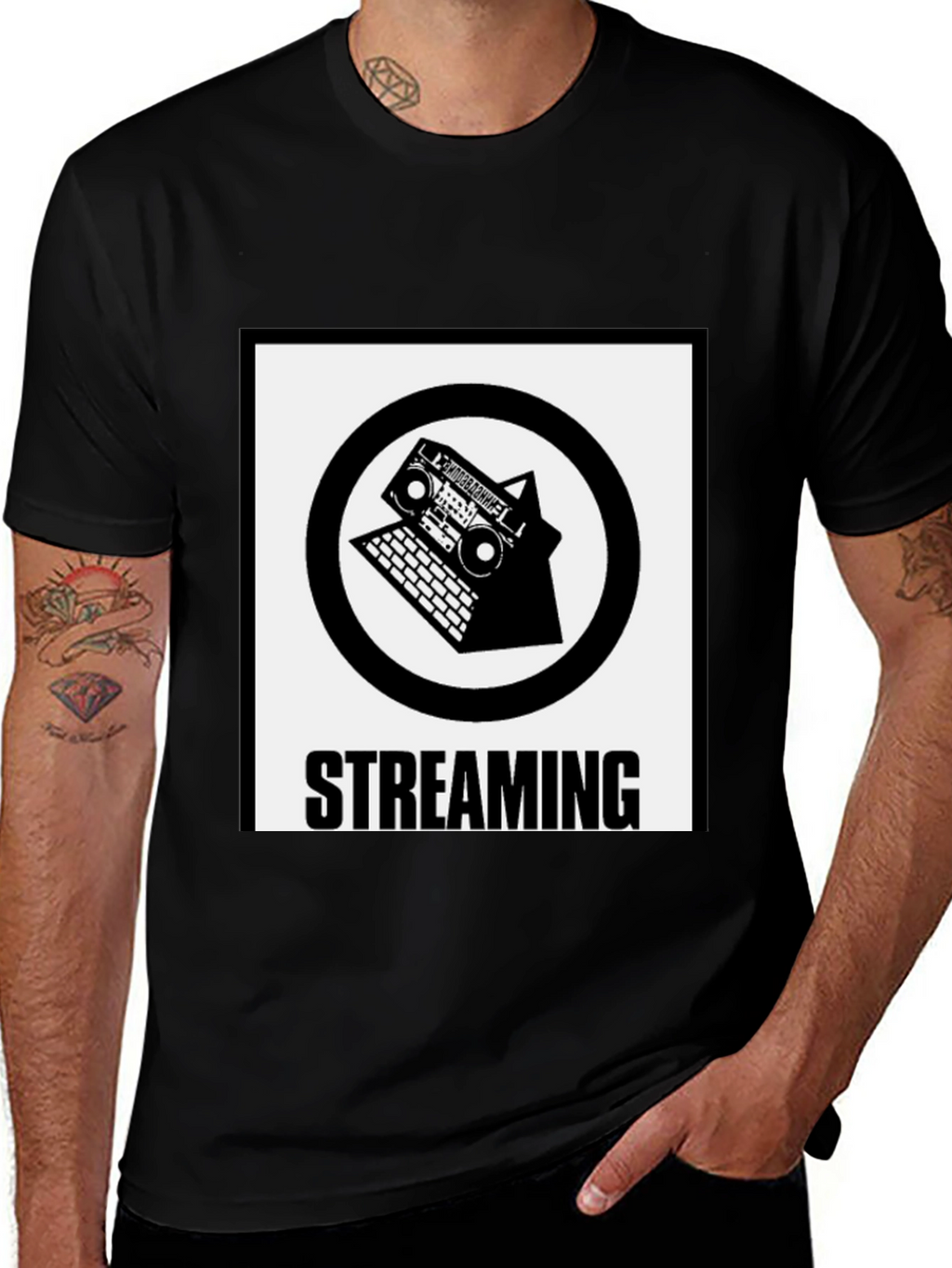 Streaming Graphic Tee - Black Cotton Blend