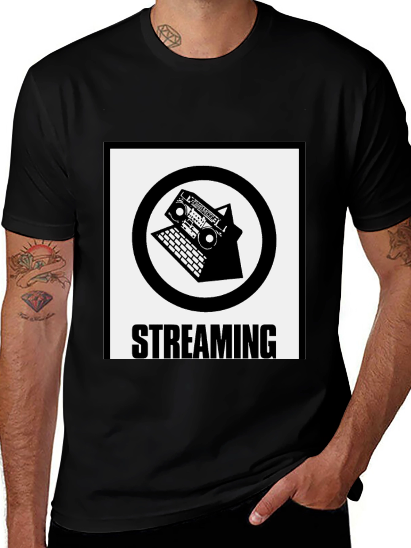 Streaming Graphic Tee - Black Cotton Blend