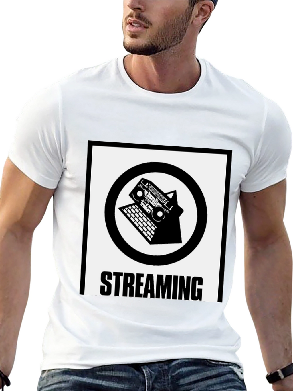 Streaming Graphic Tee - Black Cotton Blend