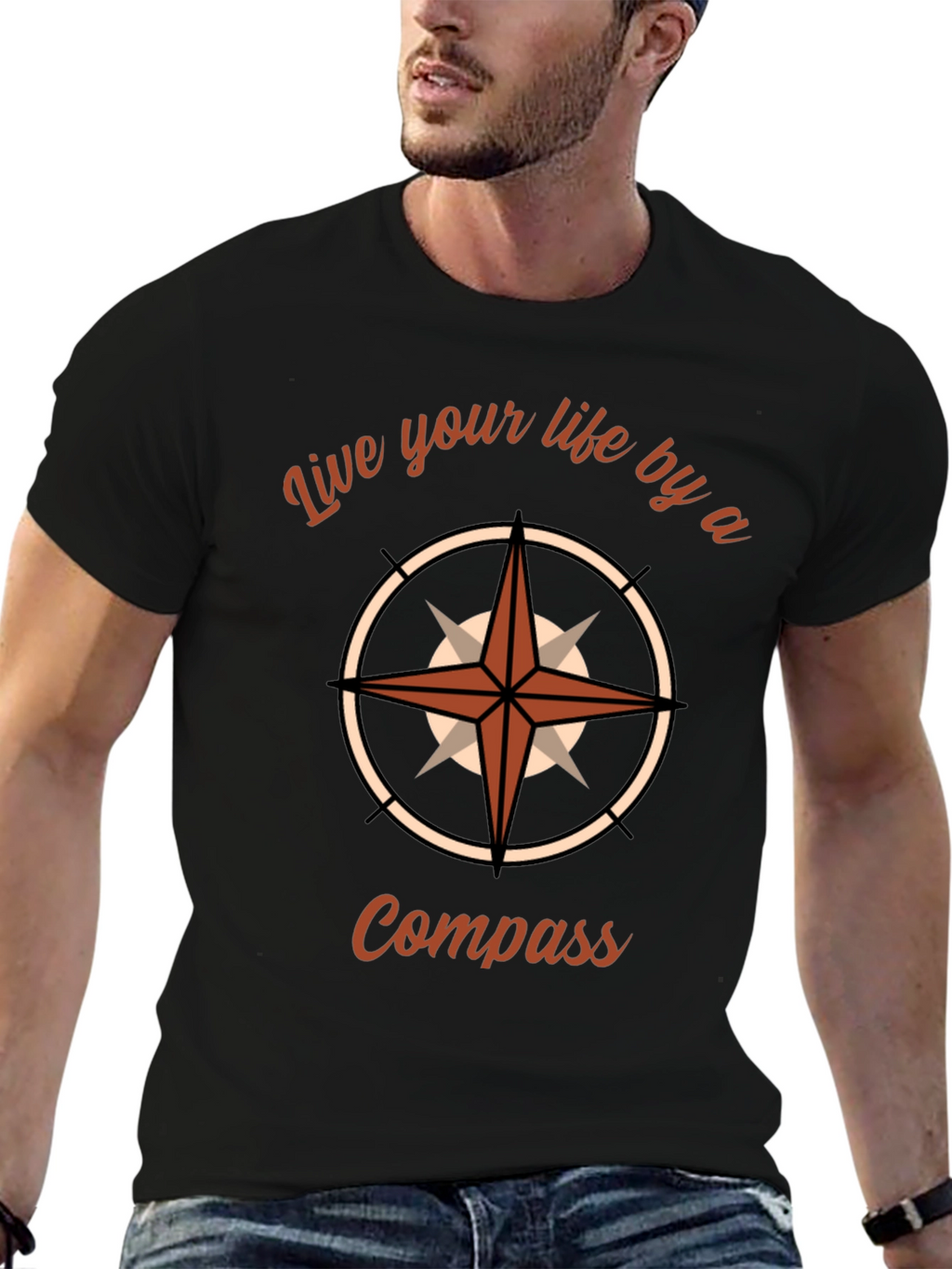 Compass Graphic T-Shirt - Live Your Life Design