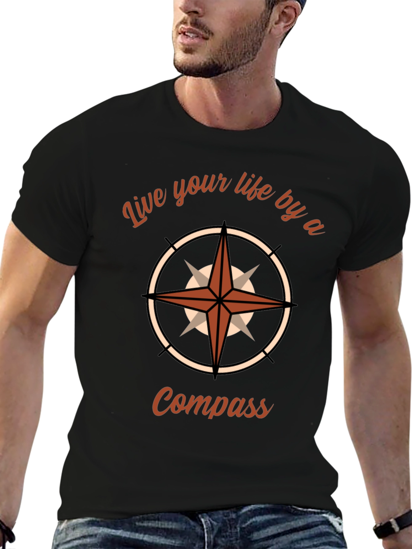 Compass Graphic T-Shirt - Live Your Life Design