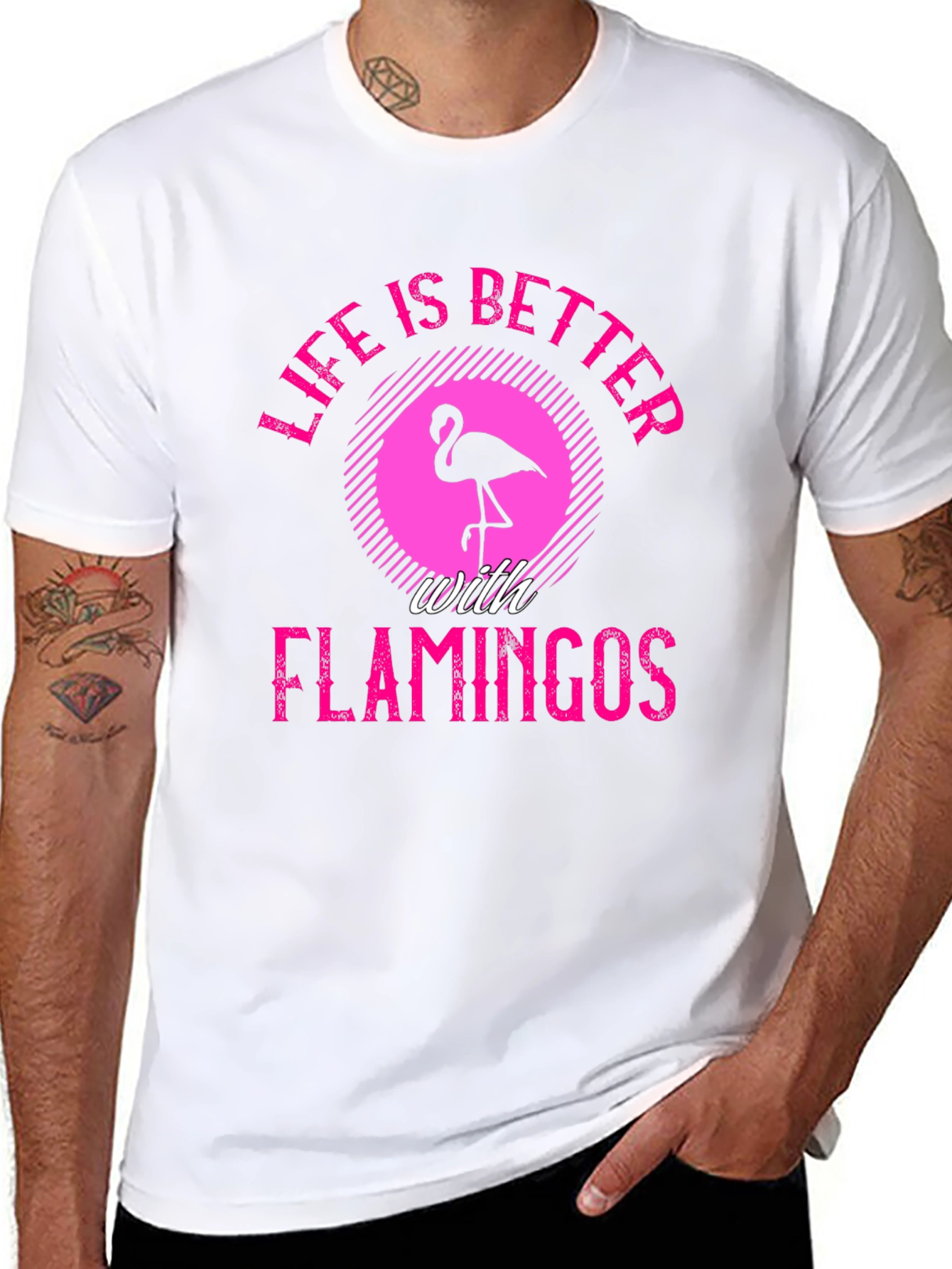 Life is Better with Flamingos Black T-Shirt