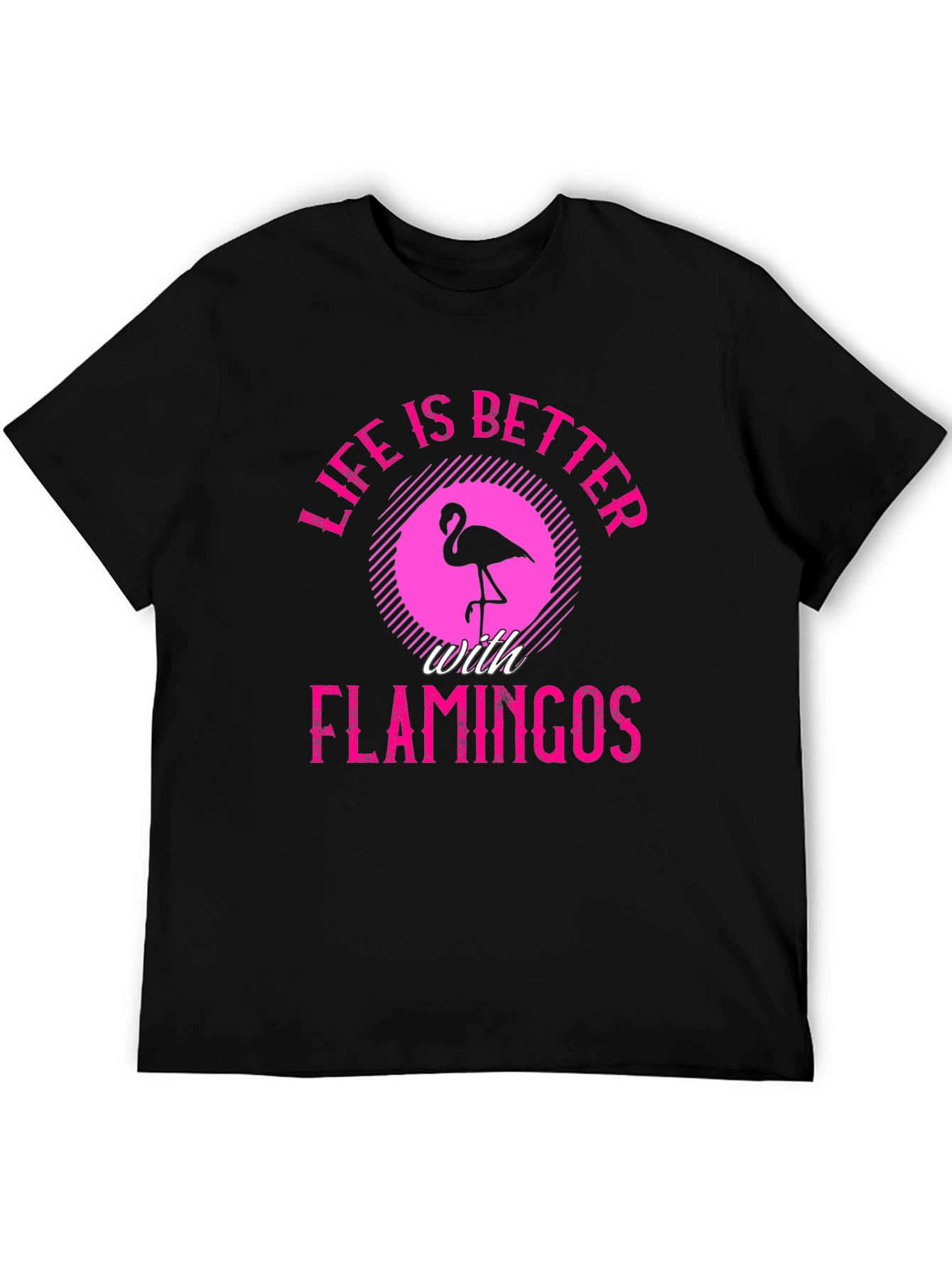 Life is Better with Flamingos Black T-Shirt