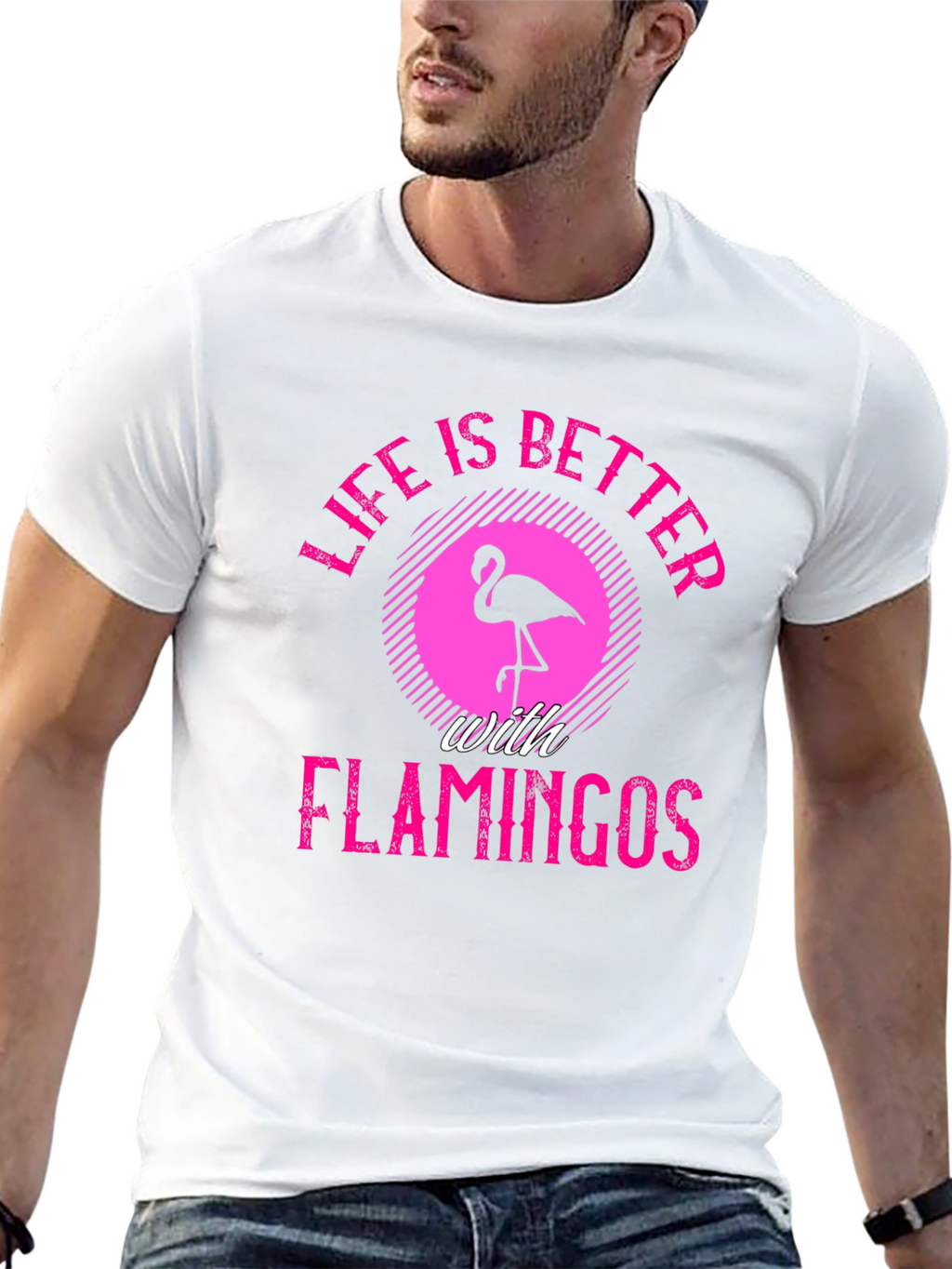 Life is Better with Flamingos Black T-Shirt
