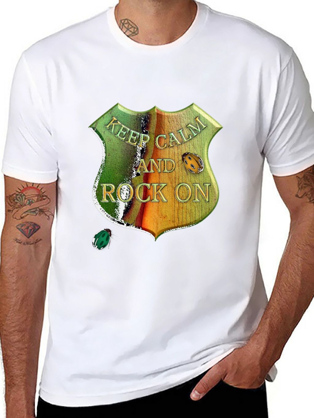 Keep Calm and Rock On Black T-Shirt