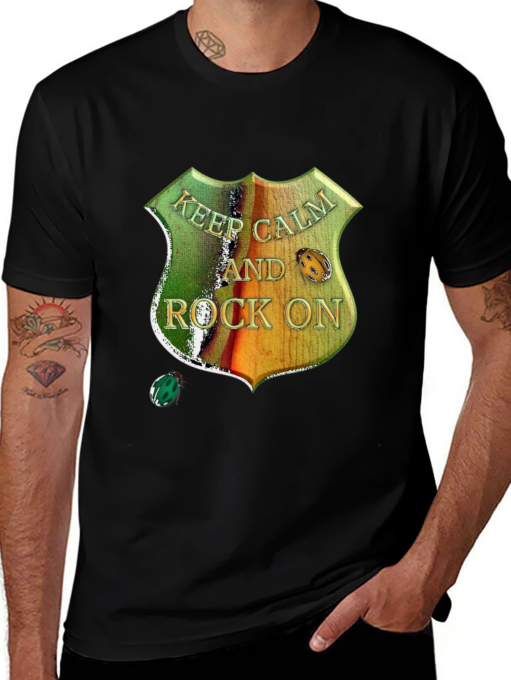 Keep Calm and Rock On Black T-Shirt