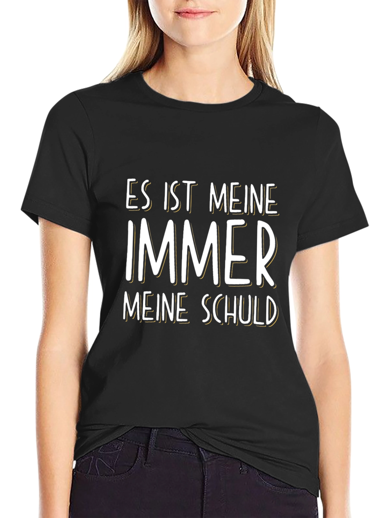 Mens Black T-Shirt: Es Ist Immer Meine Schuld Graphic