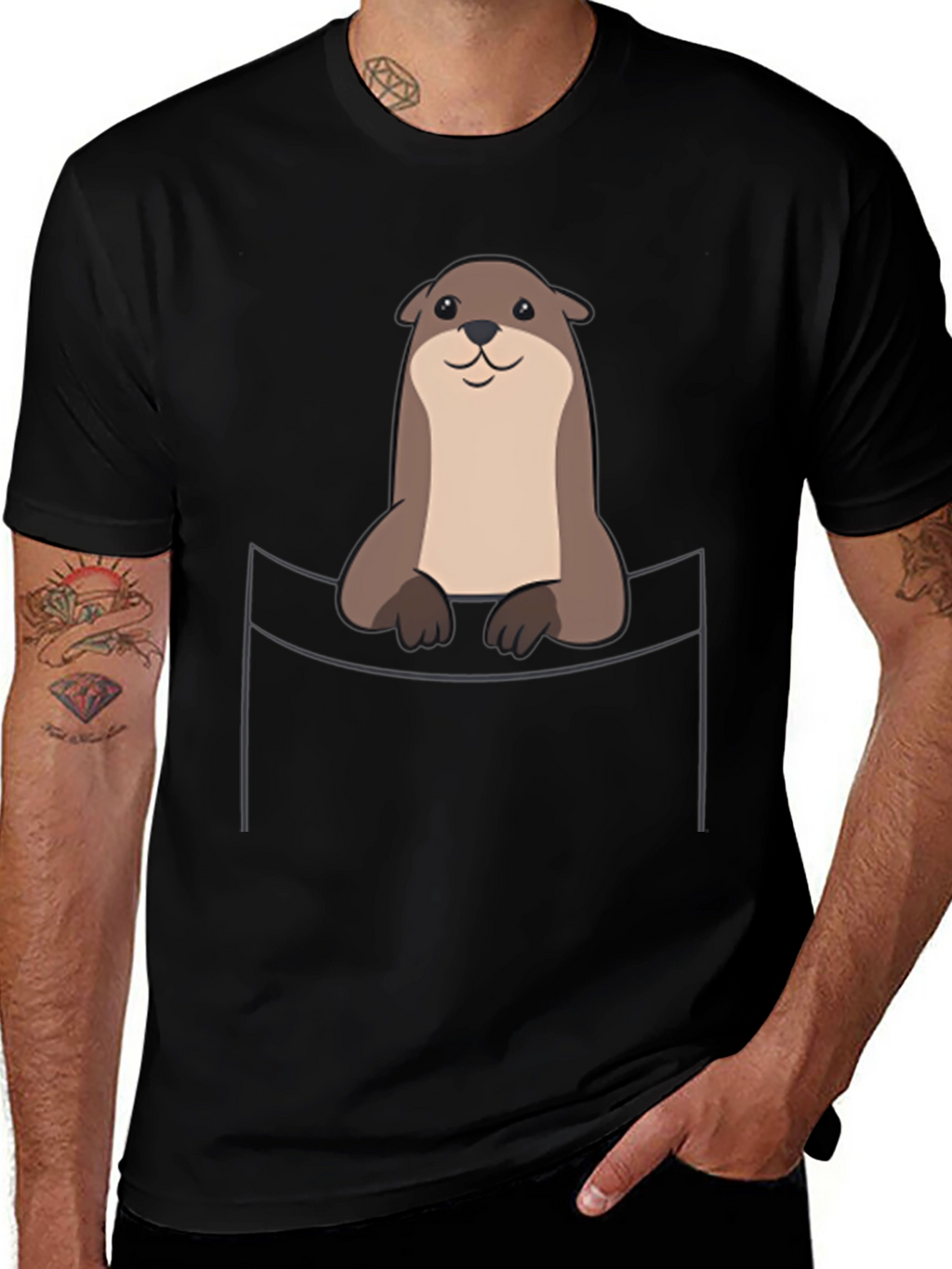 Otter Pocket T-Shirt - Cute Animal Graphic Tee