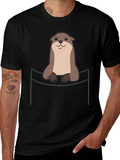 Otter Pocket T-Shirt - Cute Animal Graphic Tee