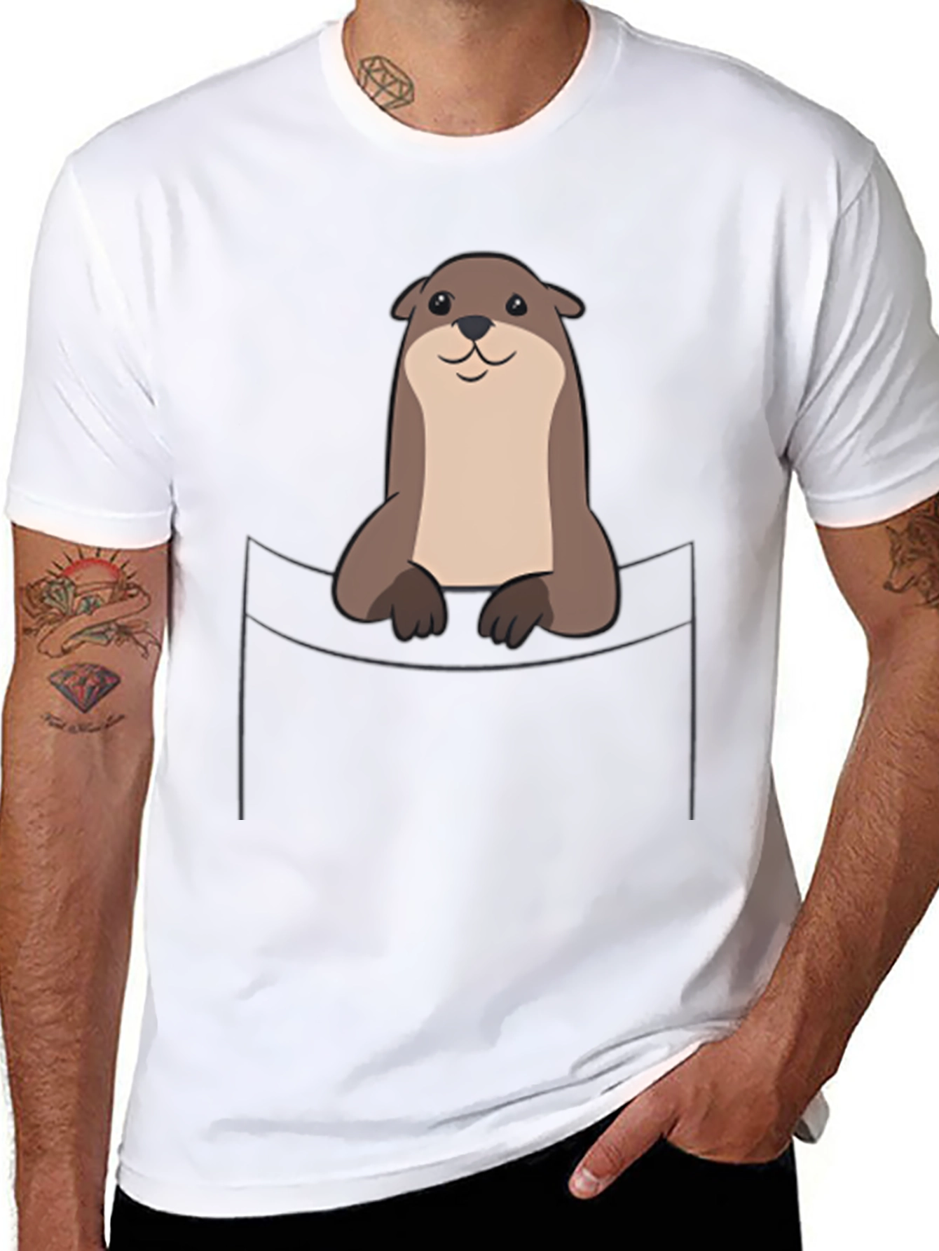 Otter Pocket T-Shirt - Cute Animal Graphic Tee