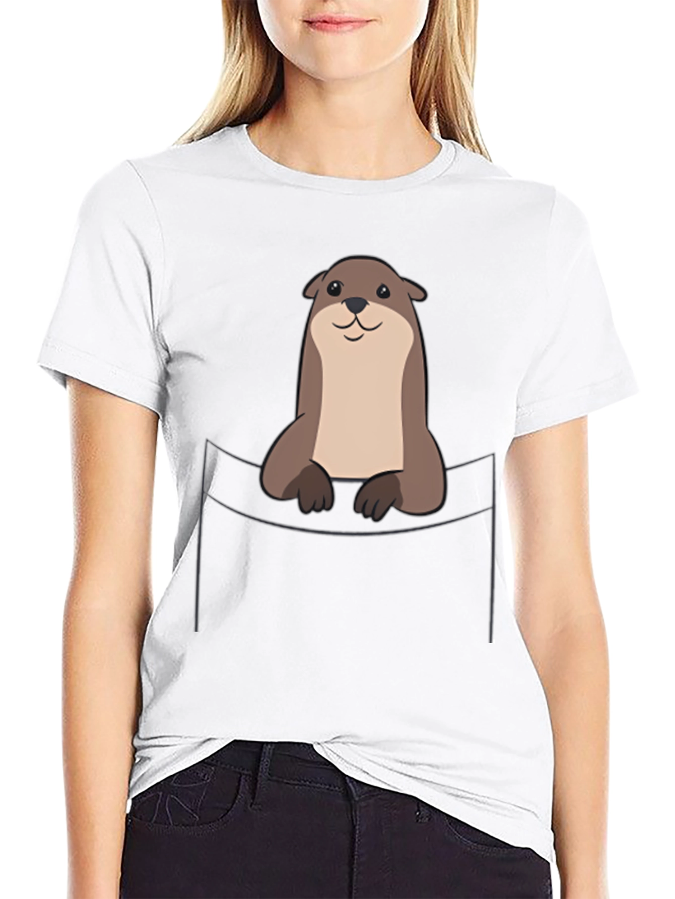 Otter Pocket T-Shirt - Cute Animal Graphic Tee