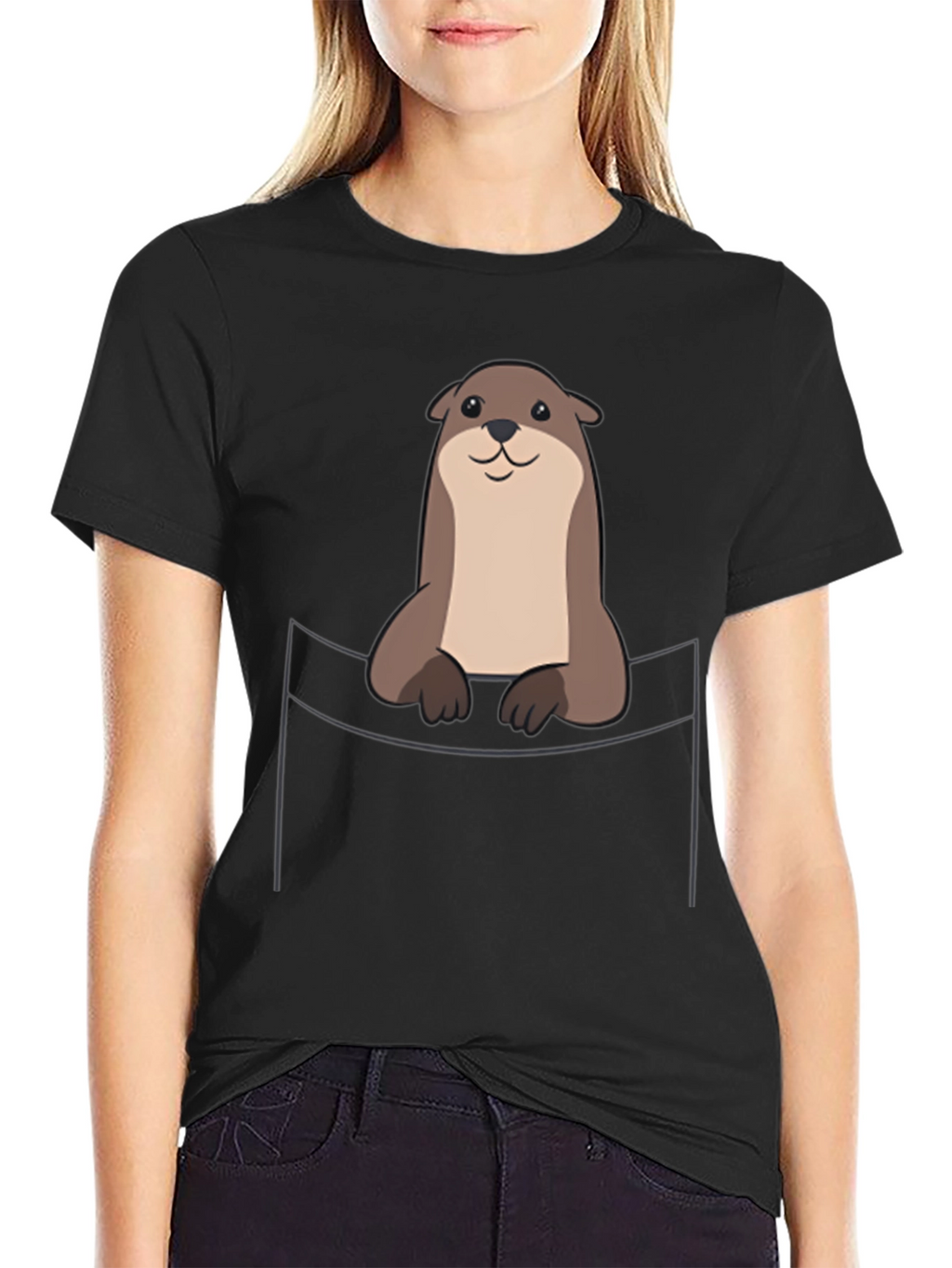 Otter Pocket T-Shirt - Cute Animal Graphic Tee