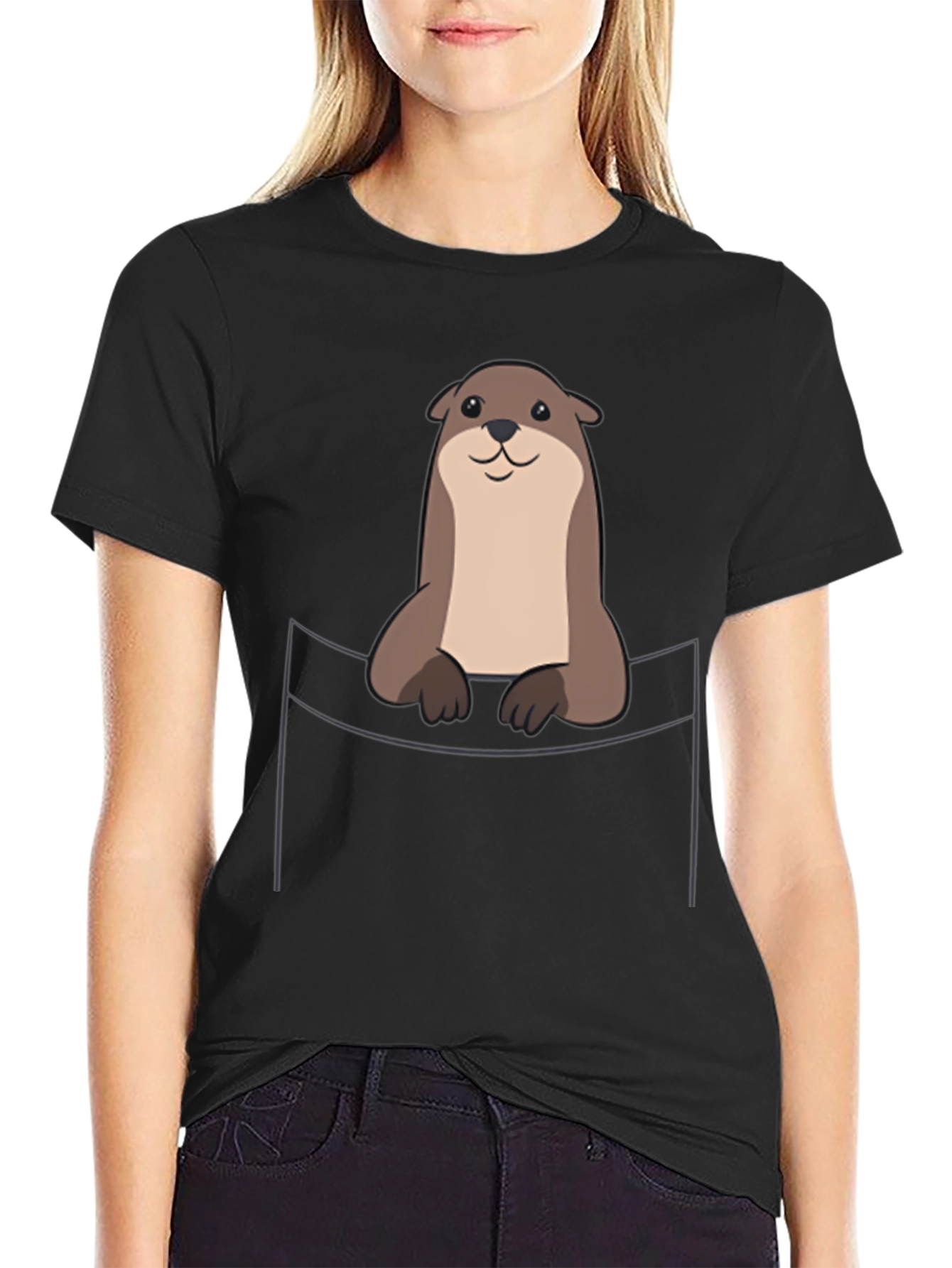 Otter Pocket T-Shirt - Cute Animal Graphic Tee