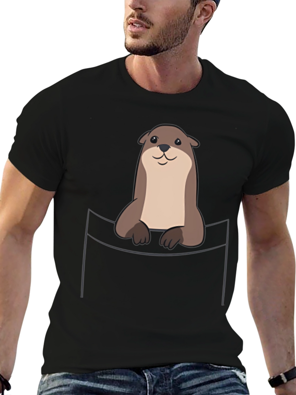 Otter Pocket T-Shirt - Cute Animal Graphic Tee