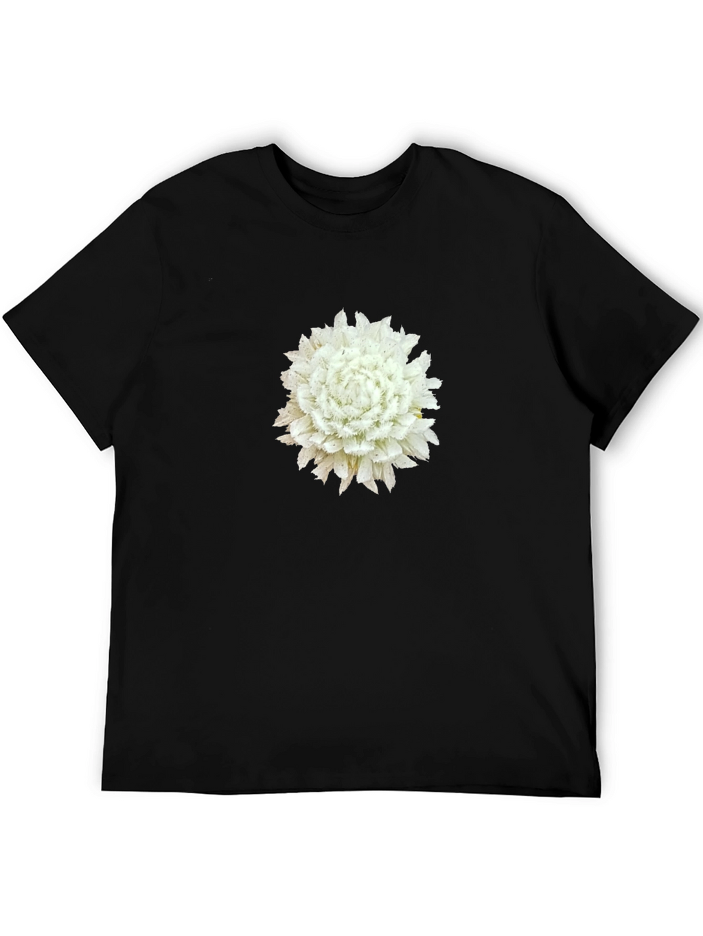White Flower Graphic Black Tee