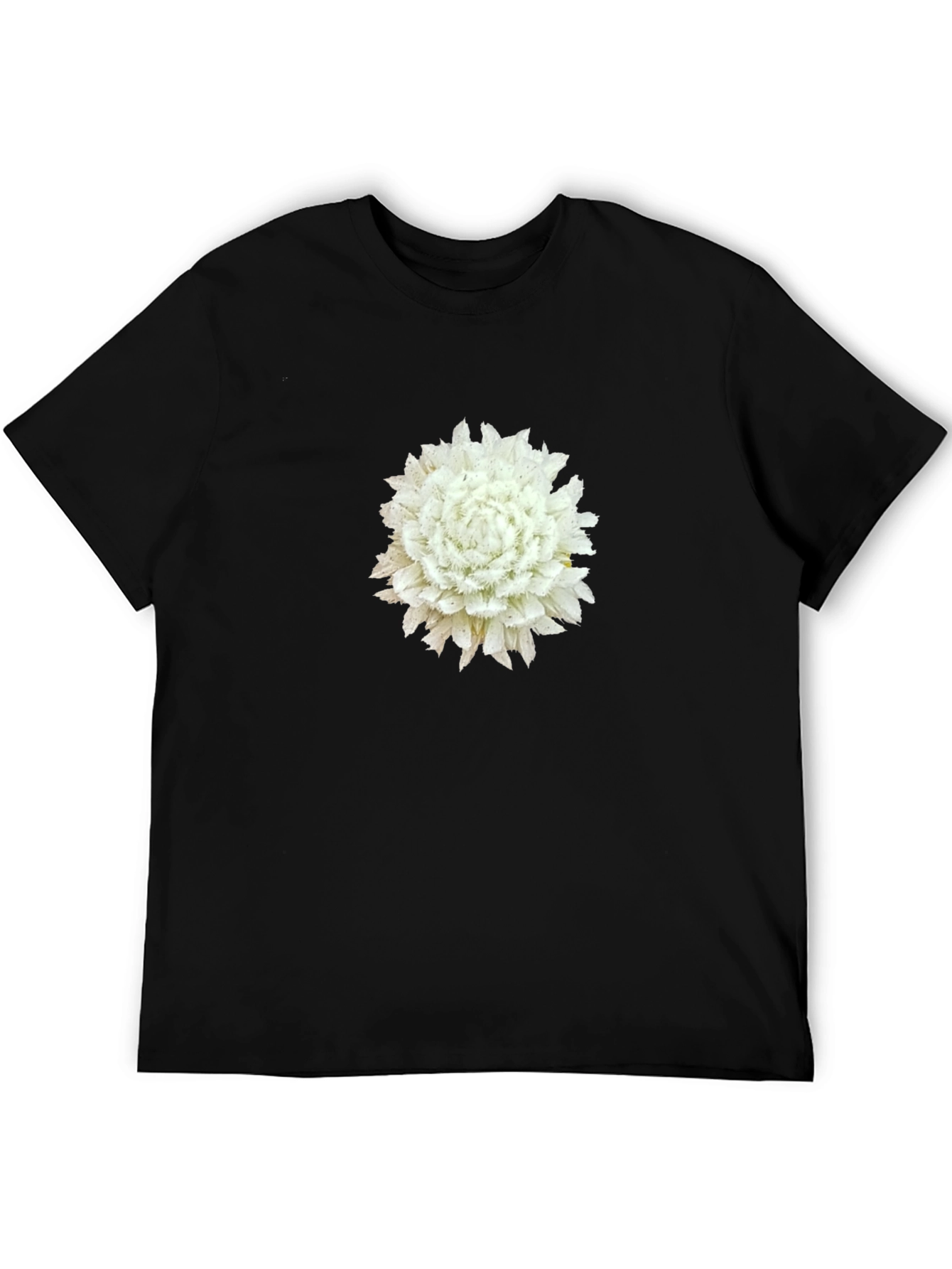 White Flower Graphic Black Tee
