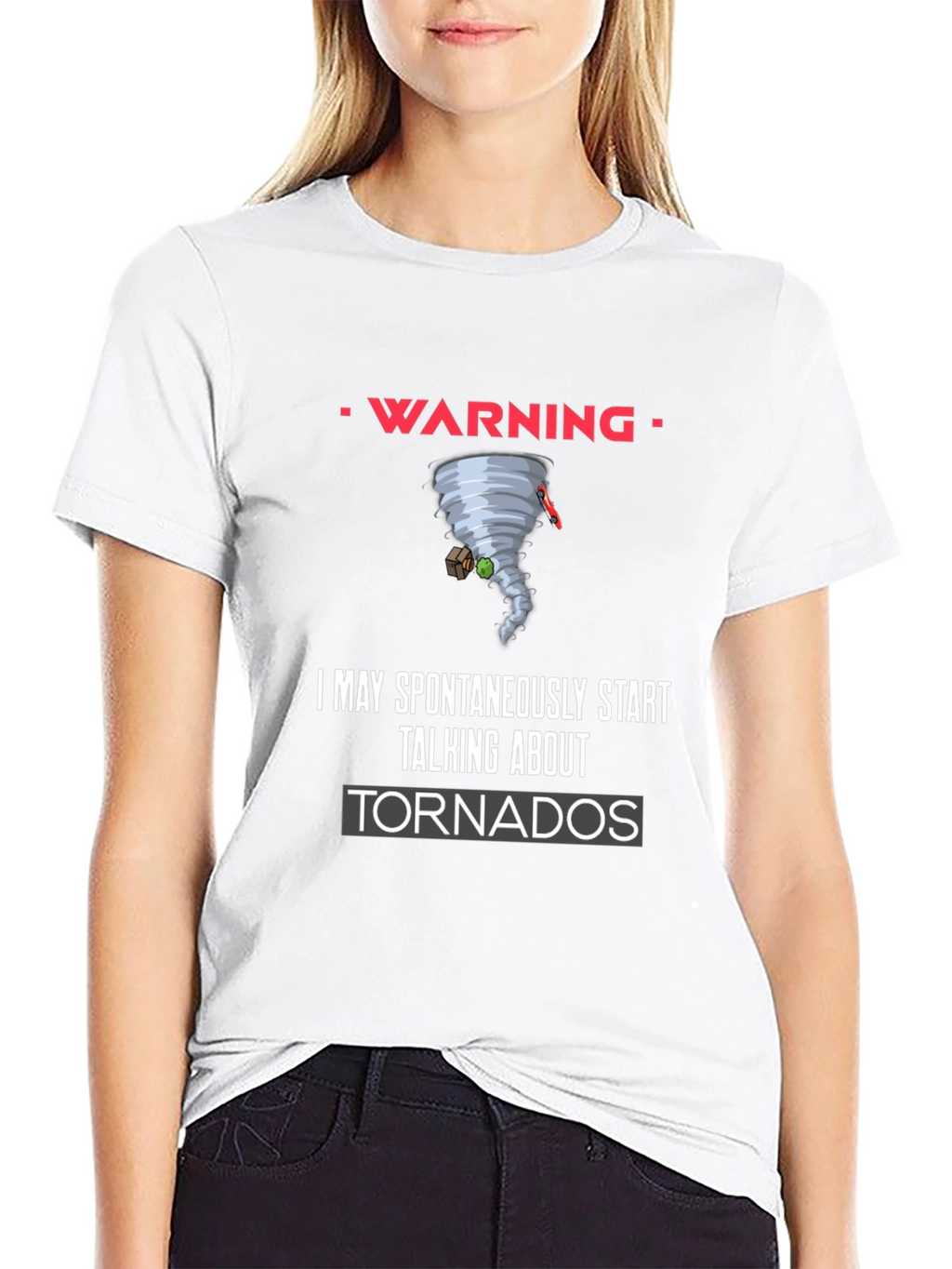 Warning Spontaneous Tornado Talk Black T-Shirt
