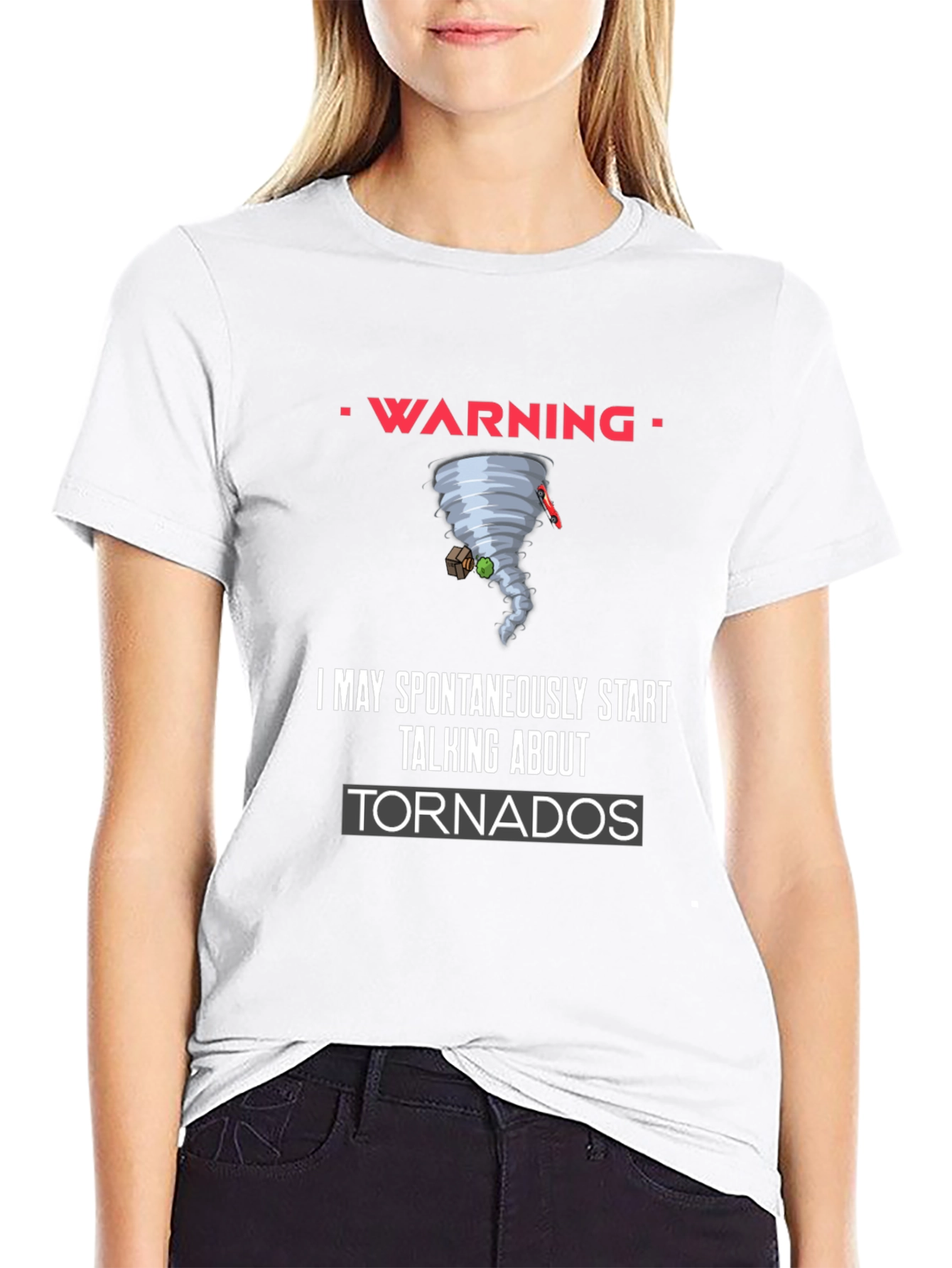 Warning Spontaneous Tornado Talk Black T-Shirt
