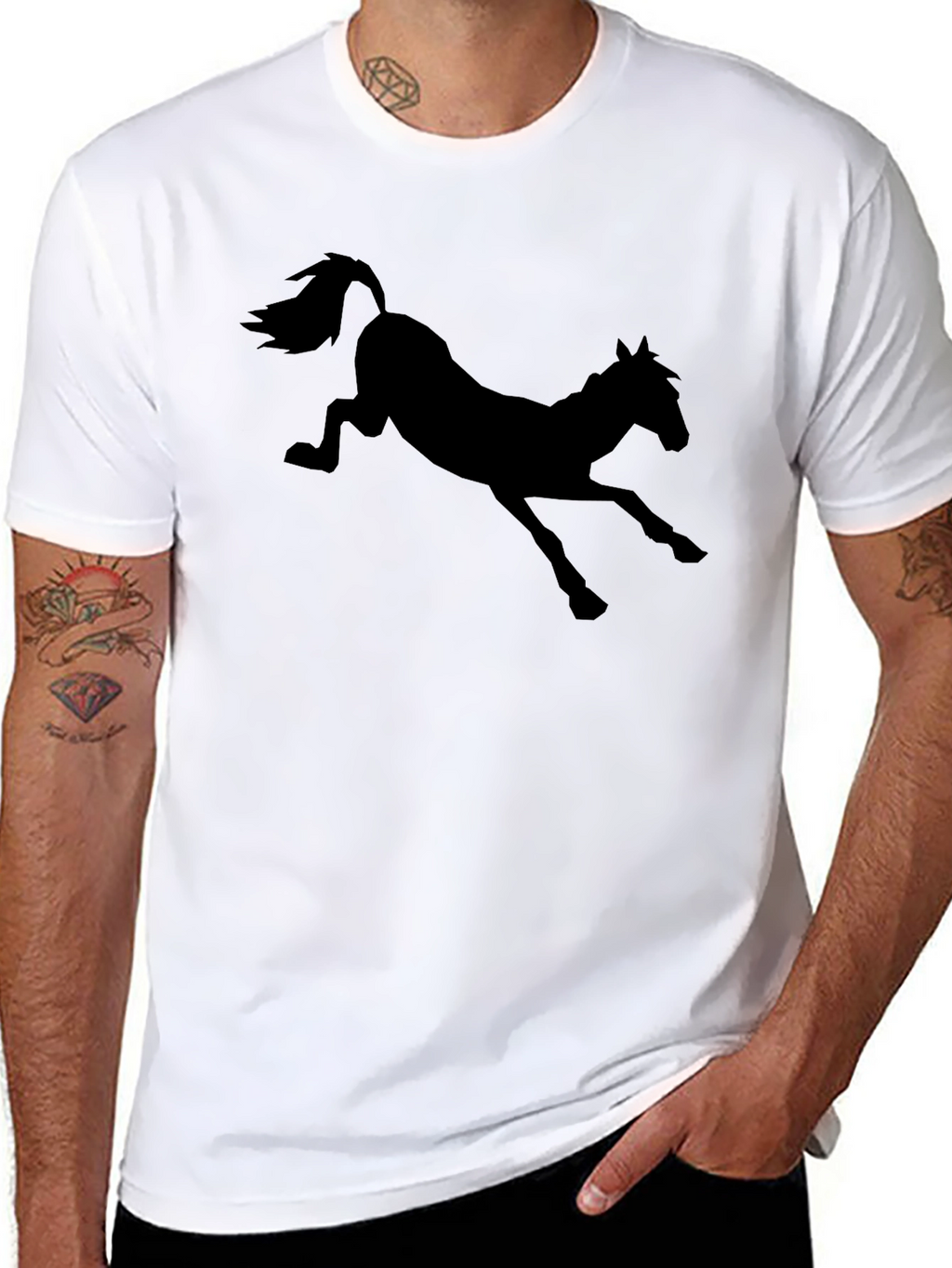 Mens Black T-Shirt with Horse Silhouette