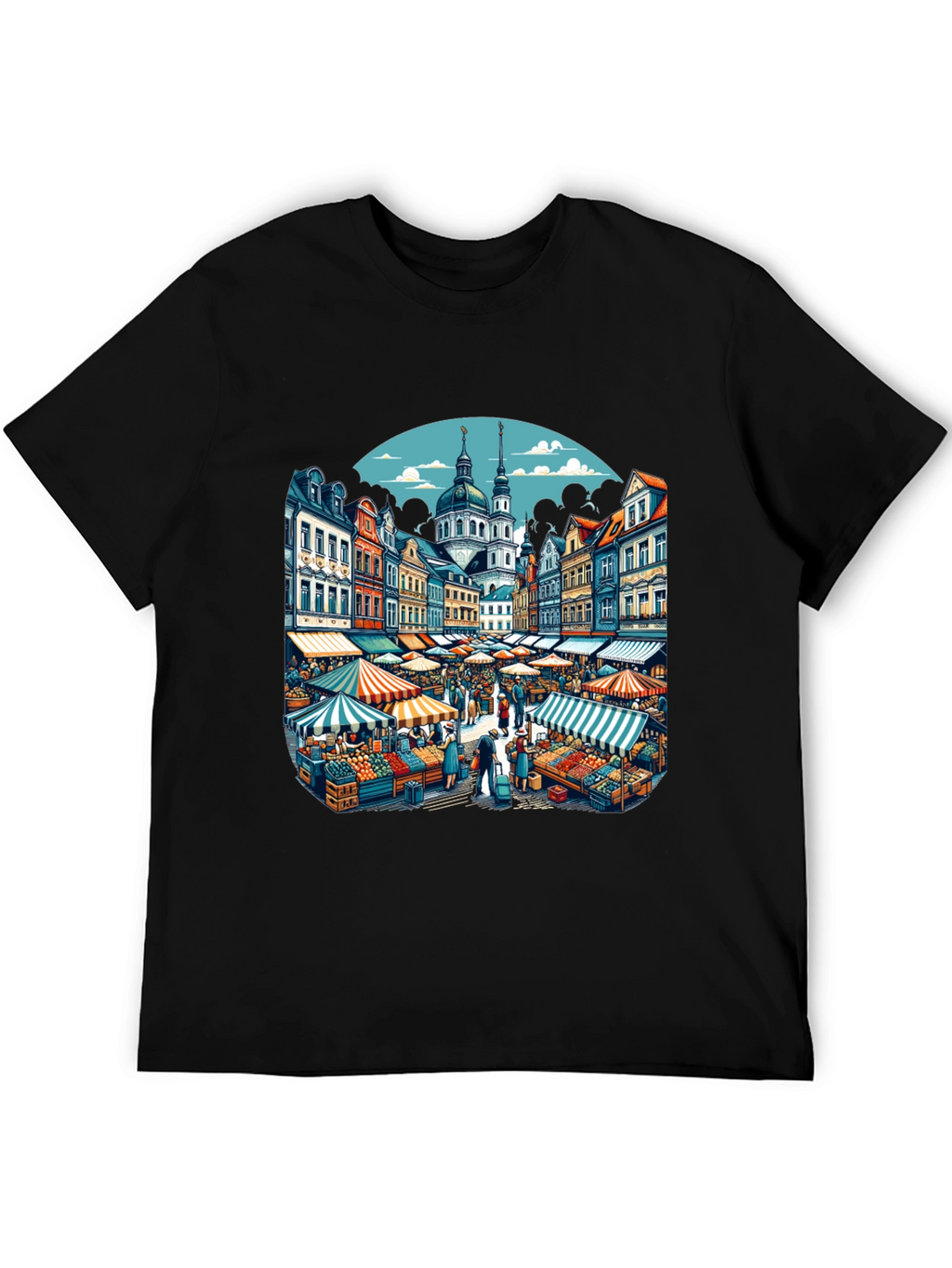 Market Scene Graphic T-Shirt