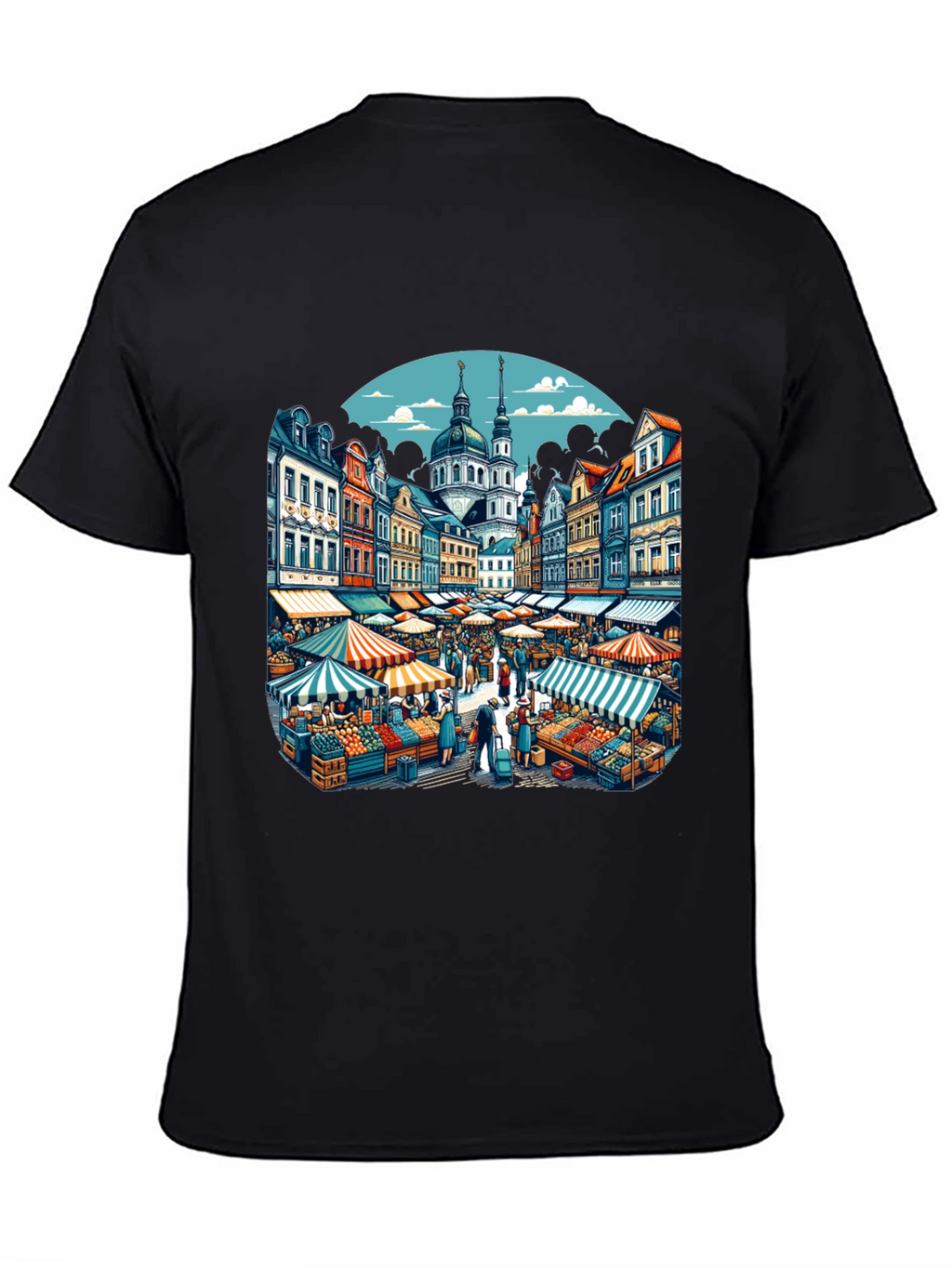 Market Scene Graphic T-Shirt