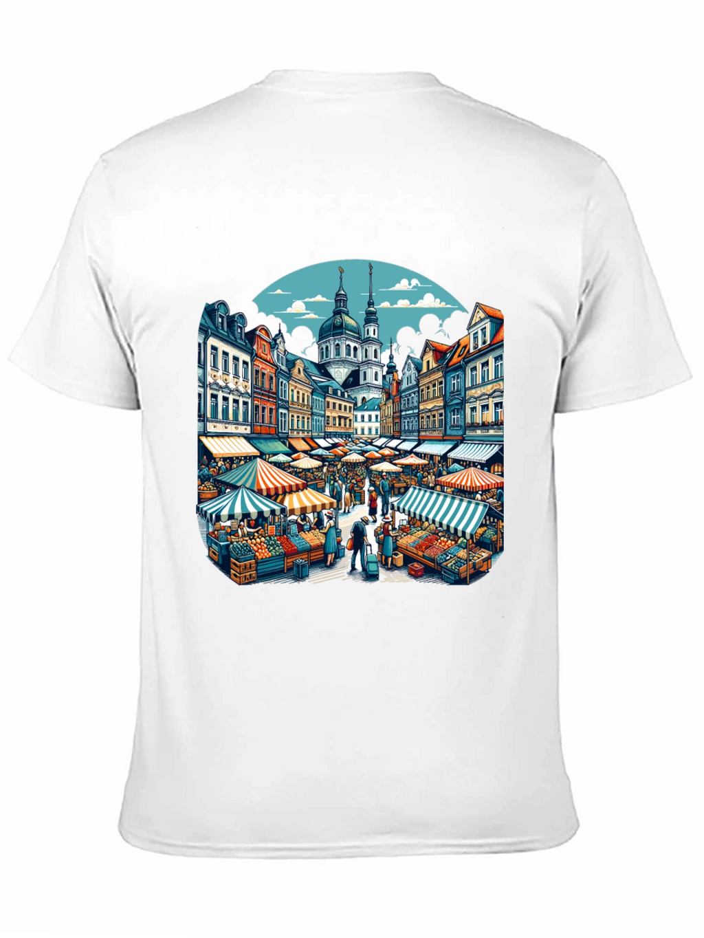 Market Scene Graphic T-Shirt
