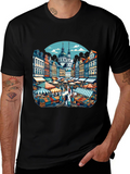 Market Scene Graphic T-Shirt
