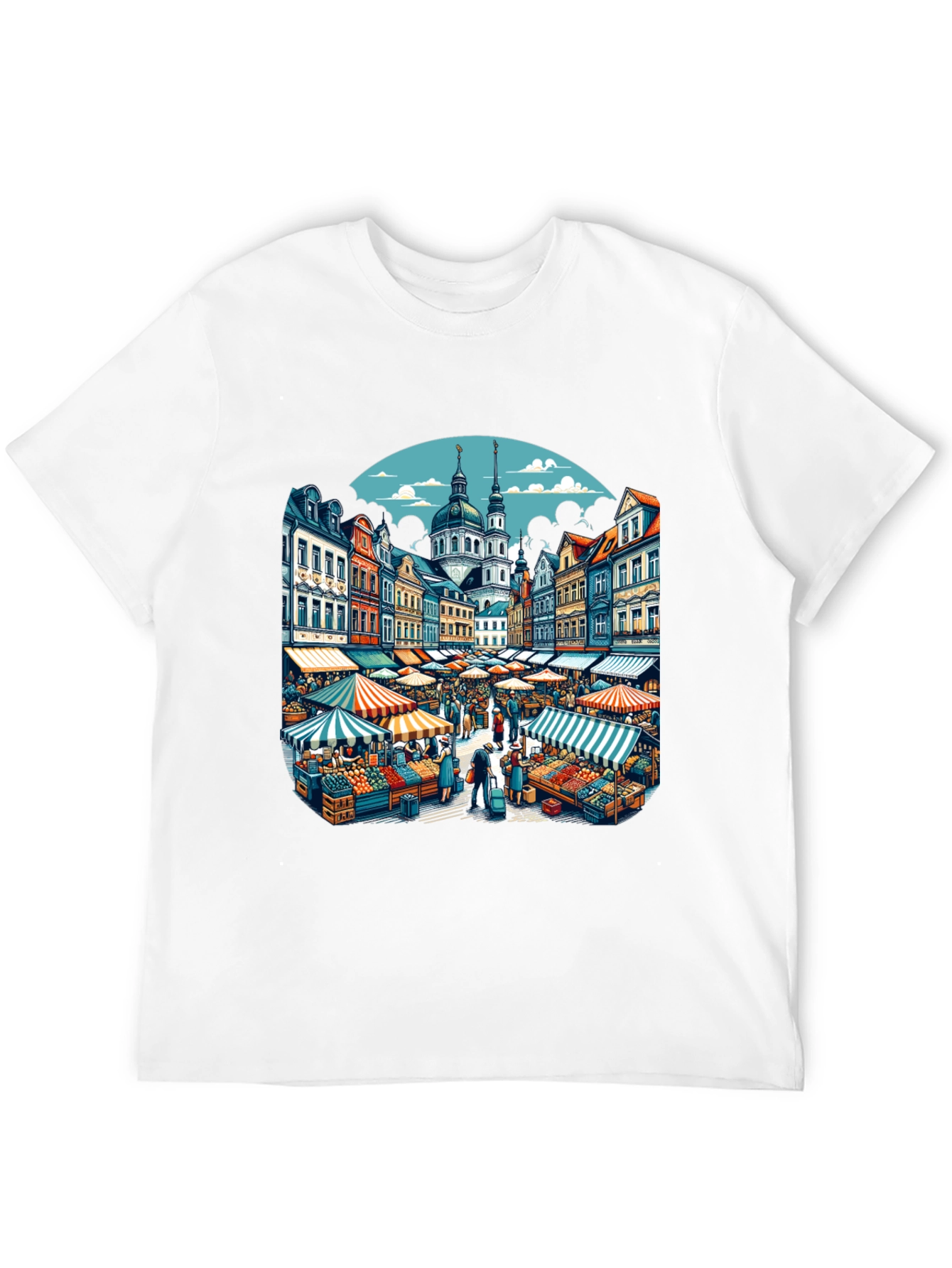 Market Scene Graphic T-Shirt
