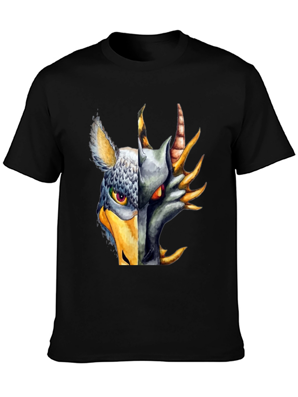Griffin Dragon Split Face Graphic T-Shirt