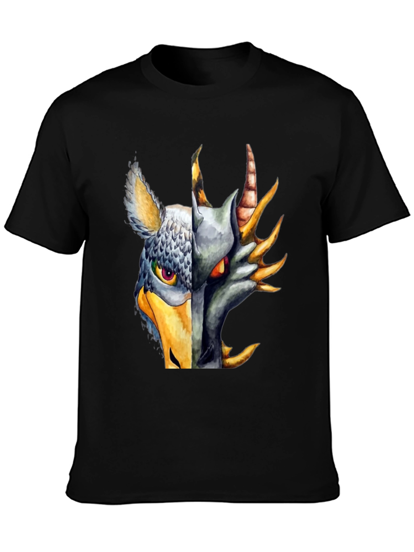Griffin Dragon Split Face Graphic T-Shirt